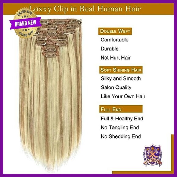 22 Inch Full Head Silky Straight 100% Human Hair Clip Extensions 140g